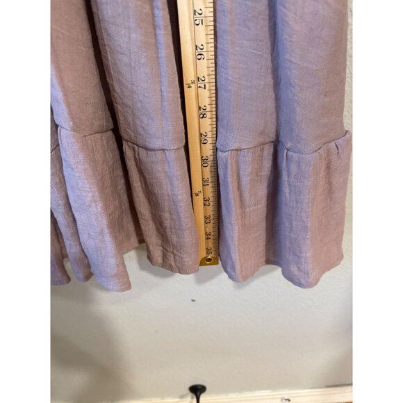 Baltic Born Mauve Lace Trim V-Neck Tiered Dress XL Boho Chic 3/4 Sleeve - Picture 5 of 5